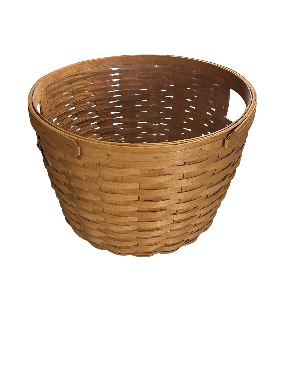 Vtg 1991 Longaberger Classic Corn Basket Large Round Clear Protector EUC 17 x 11